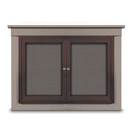 United Visual Products 60"x36" 2-Door Enclosed Letterboard, Grey Vinyl/Lt Oak UV2625O-LTOAK-GREYVL